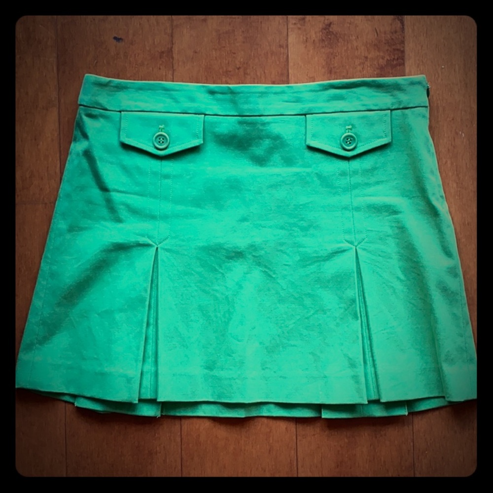 Theory green mini skirt